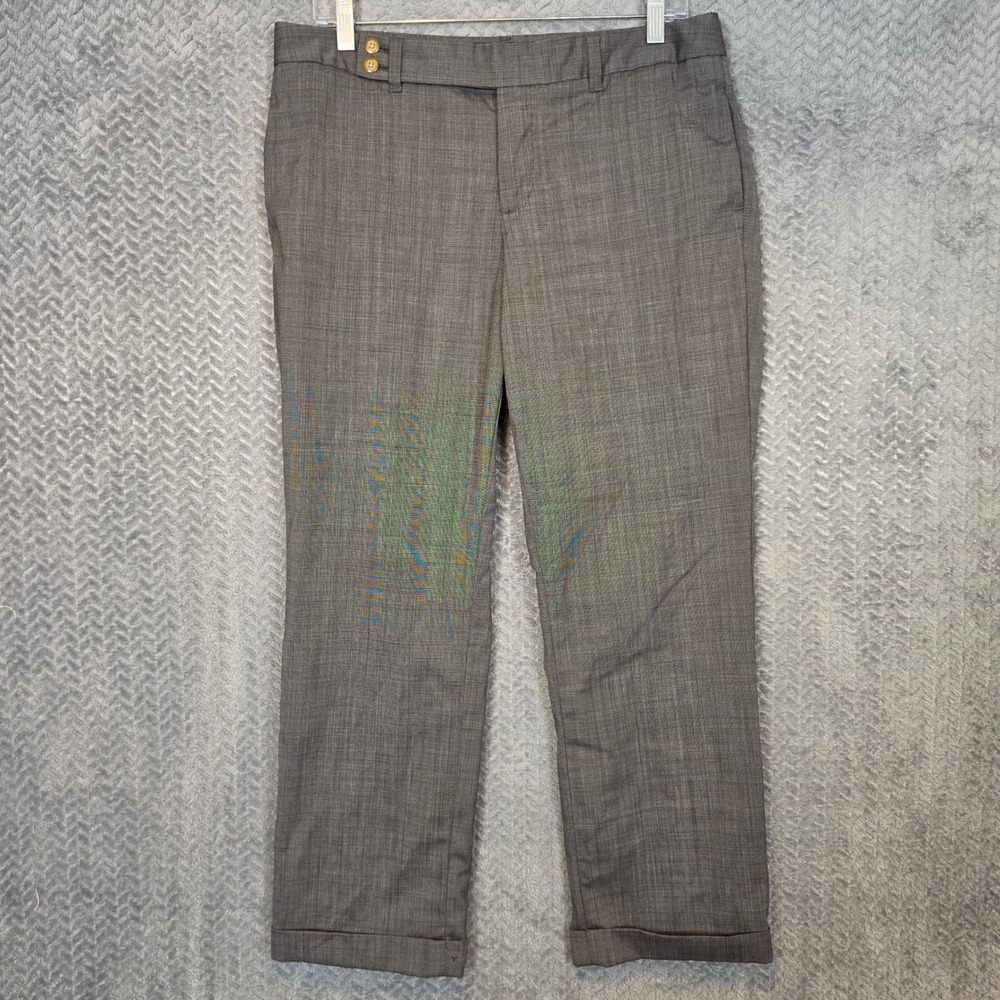 GAP Straight Leg Gray Wool Blend Cuffed Dress Pants Trousers Womens 10